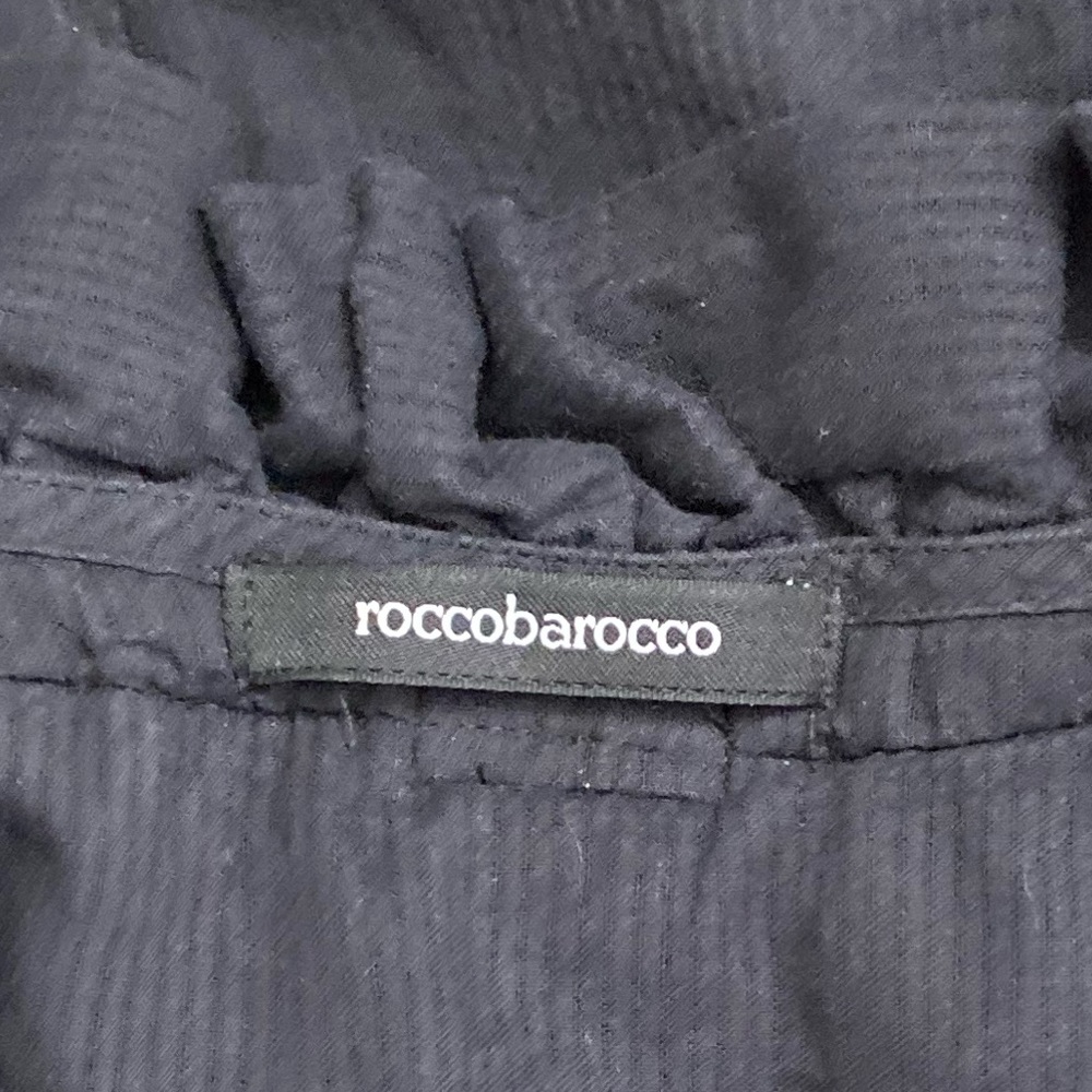 roccobarocco | Black Rhinestone Ruffled Top 6 - Picture 7 of 9